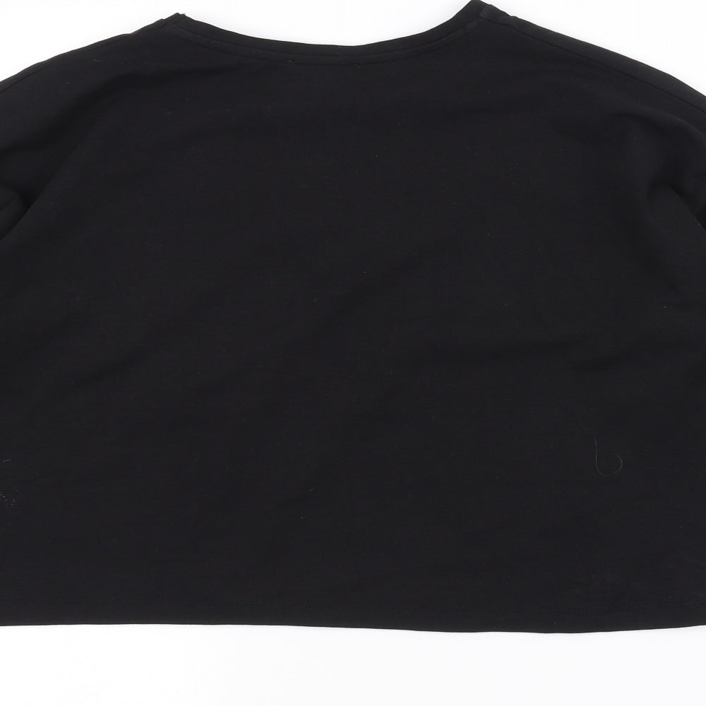 Brand and care label for Papaya women’s black basic t-shirt, size UK 10