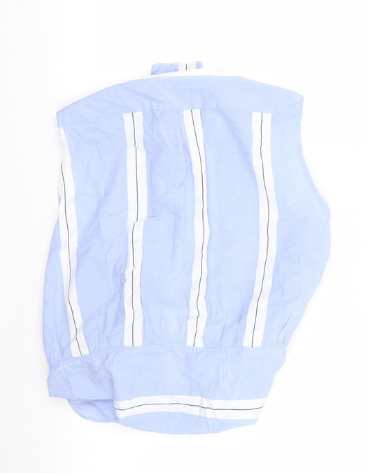 ming Womens Blue Striped Basic Blouse Size L