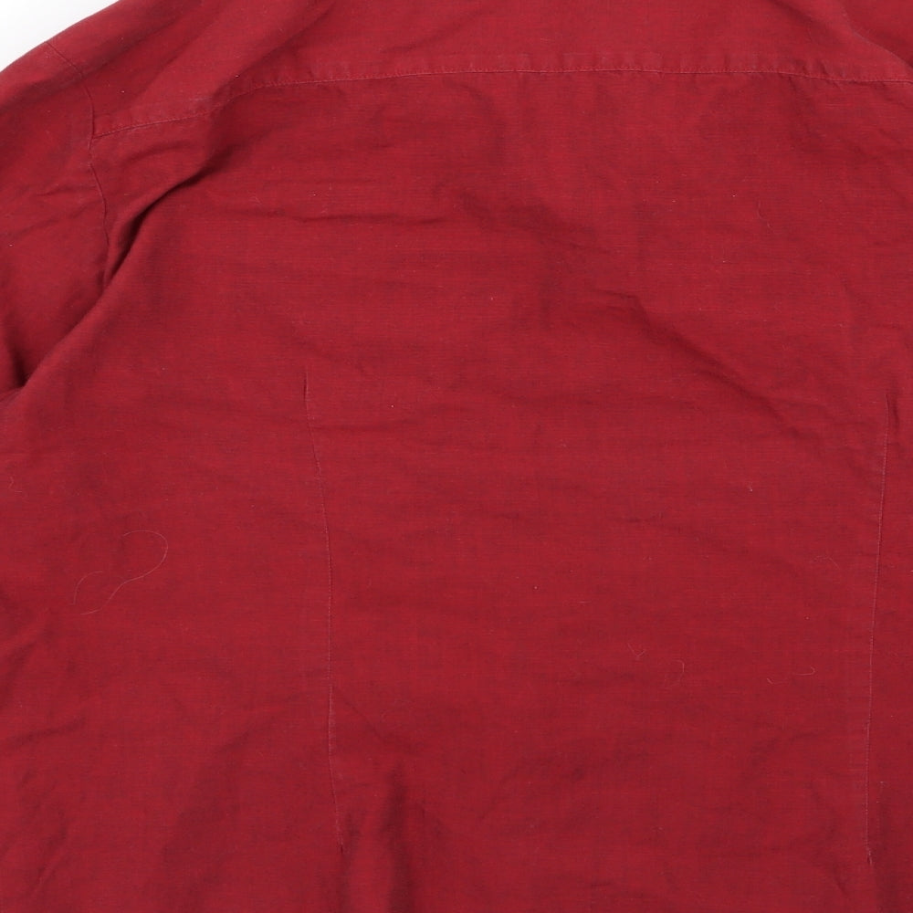Brand and care label for wensun women’s red basic button-up, size UK 16