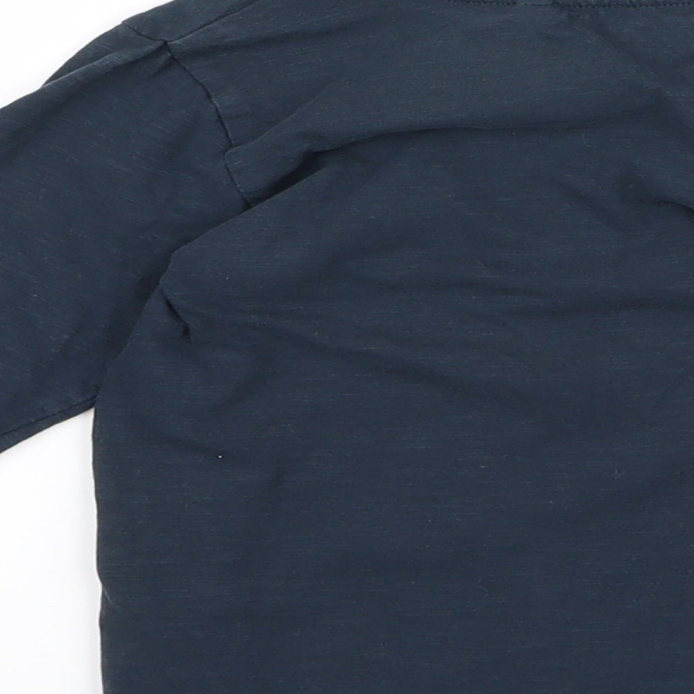 Brand and care label for Next boys’ blue rayon basic t-shirt, size 5, years