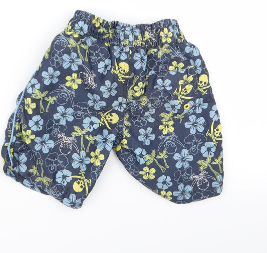 Preworn Boys Blue Floral Bermuda Shorts Size 4 Years