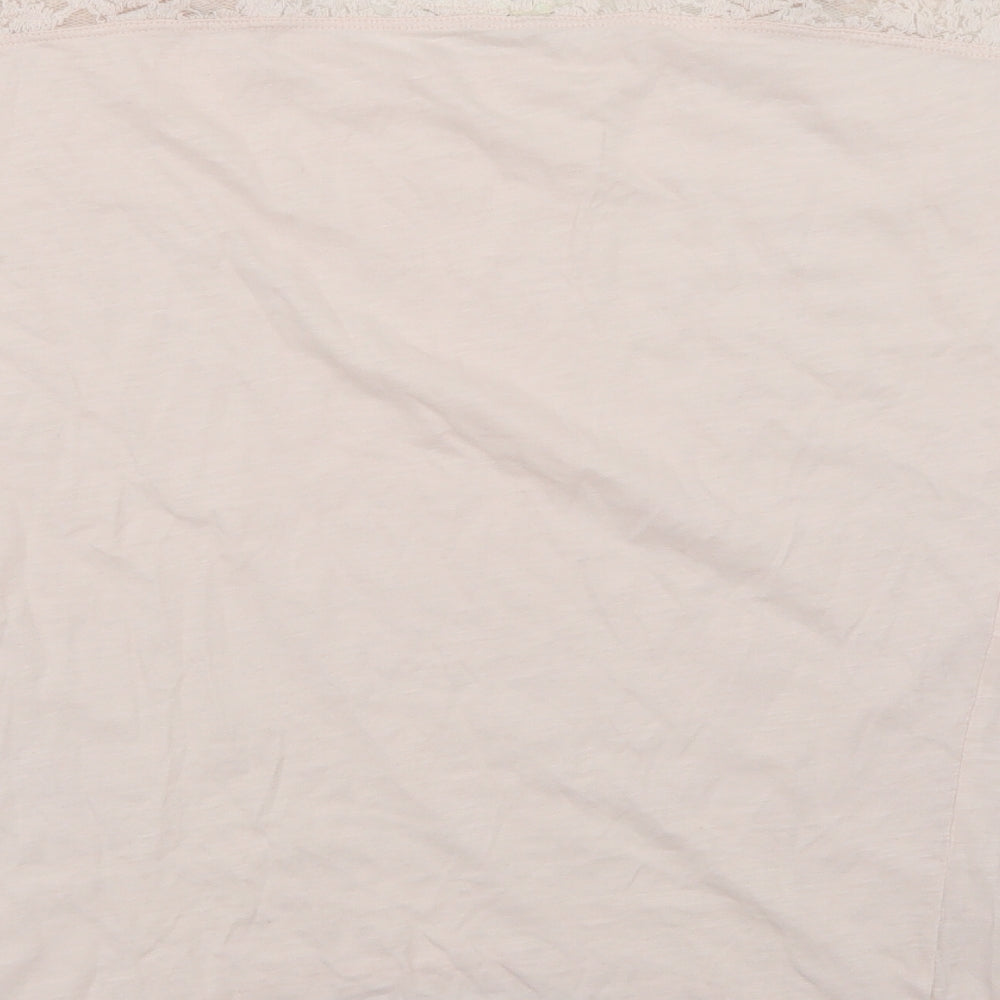Brand and care label for LOGG girls’ ivory basic polo, size 11-12, years - lace trim on top