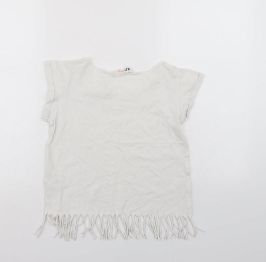 H&M Girls White Basic T-Shirt Size 11-12 Years - Lace trim
