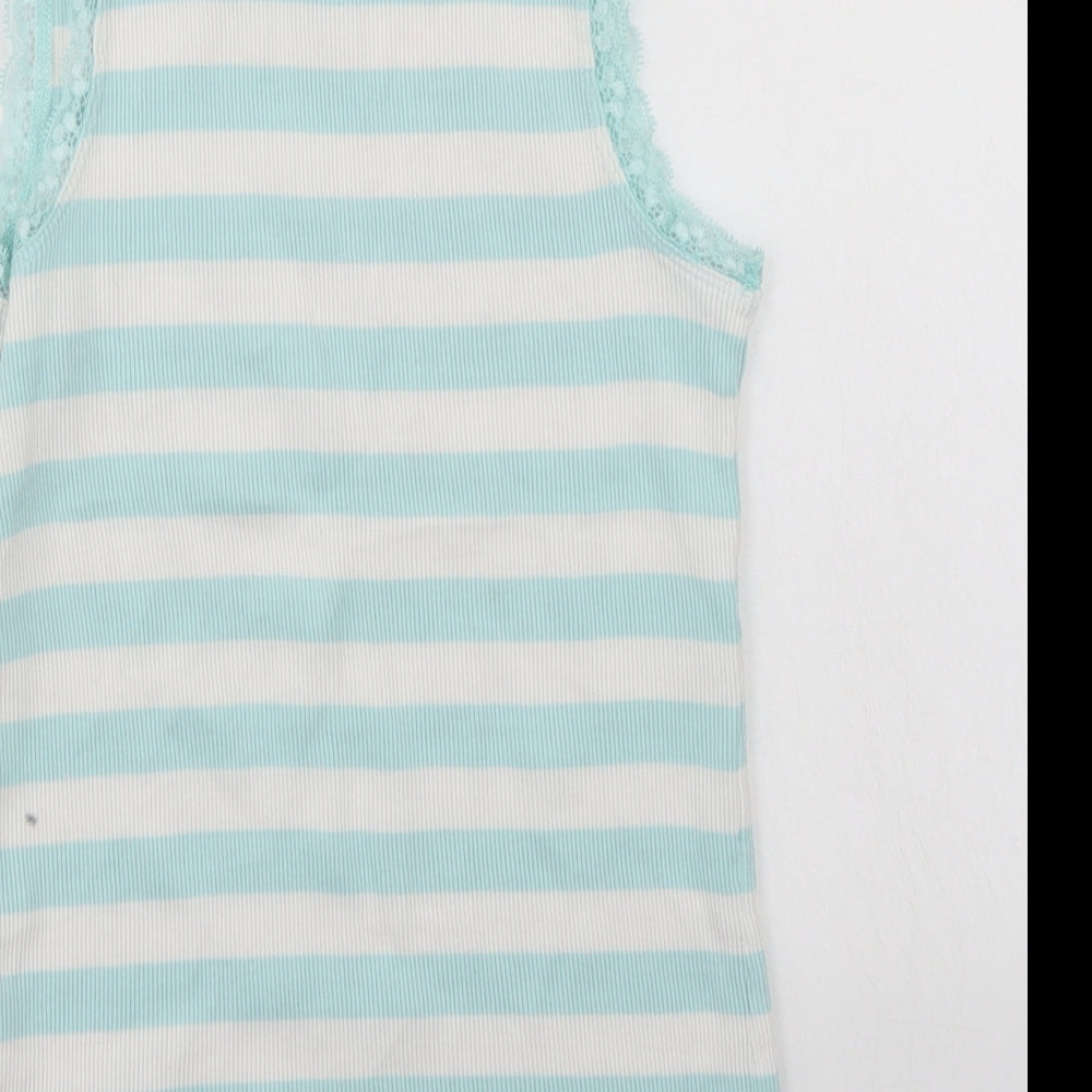 George Girls Blue Striped Basic Tank Size 11-12 Years