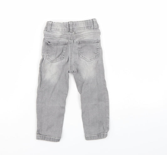 Preworn Boys Grey Cargo Jeans Size 12-18 Months