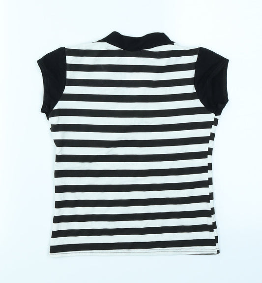 Bash Clothing Girls Black Striped Basic T-Shirt Size 13 Years