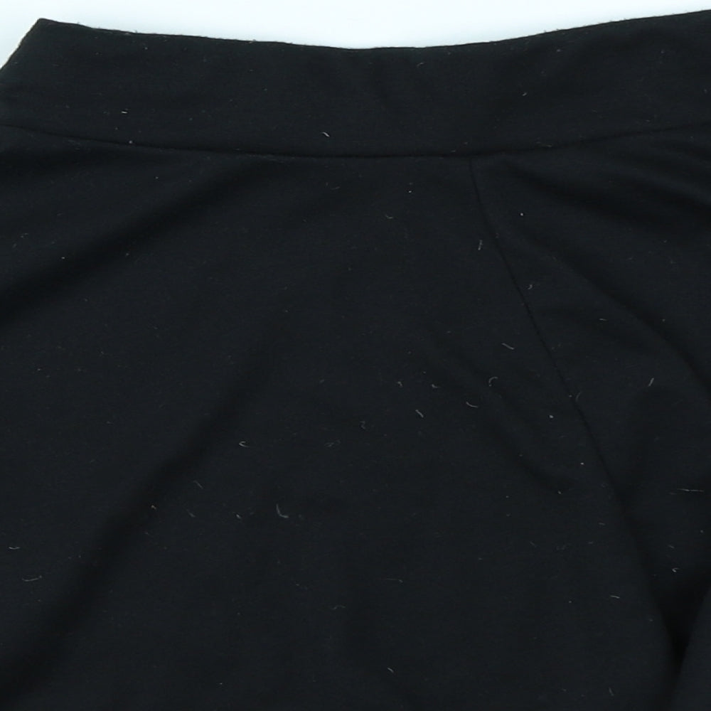 Brand and care label for Preworn girls’ black flare skirt, size 9-10, years