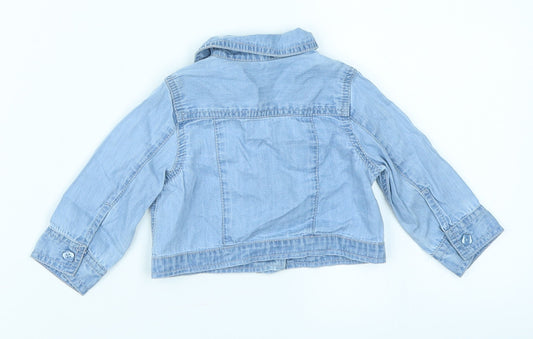 George Girls Blue Denim Basic Button-Up Size 0-3 Months