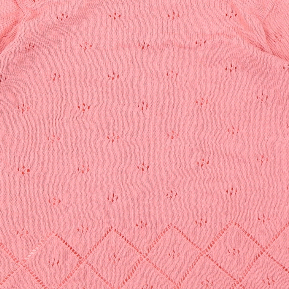 Brand and care label for Jan Eva women’s pink basic t-shirt, size M