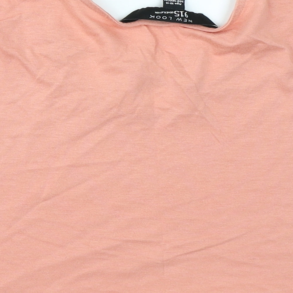 Brand and care label for 915 Generation girls’ pink cropped t-shirt, size 10-11, years