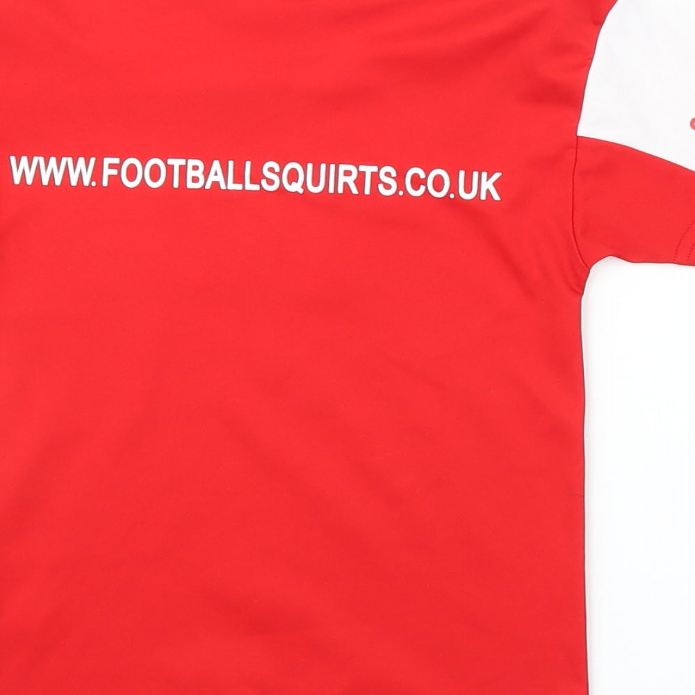 Brand and care label for Football Squirts boys’ red basic t-shirt, size 3, years - football