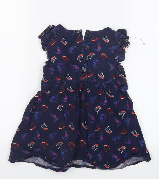 TU Girls Blue Geometric T-Shirt Dress Size 6 Years