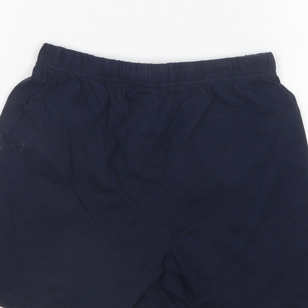 Brand and care label for Pepperts boys’ blue bermuda shorts, size 8-9, years