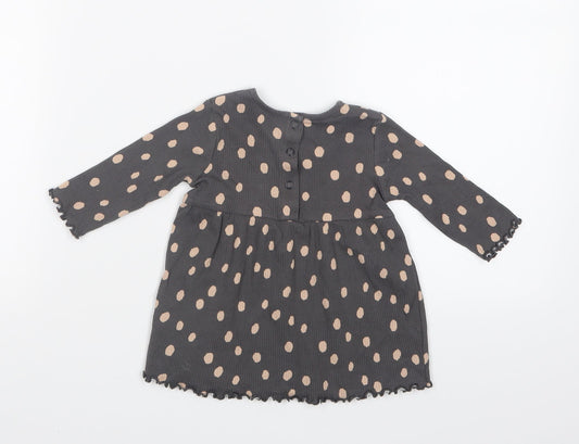 George Girls Grey Polka Dot T-Shirt Dress Size 0-3 Months