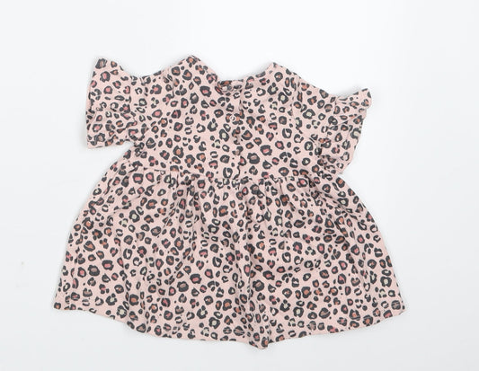 NEXT Girls Pink Animal Print T-Shirt Dress Size 0-3 Months
