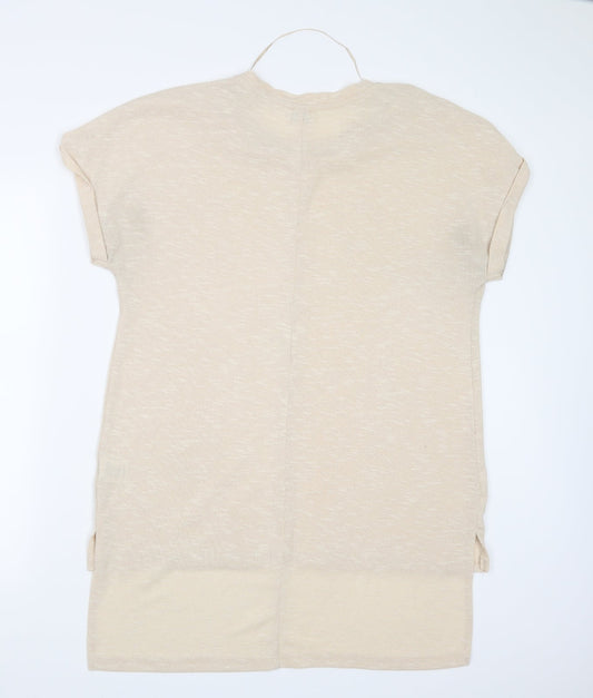 Jeff & Co Womens Ivory Basic T-Shirt Size 14
