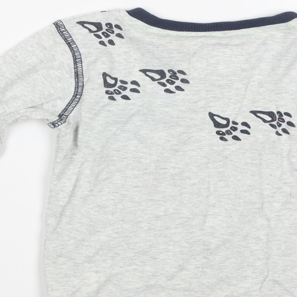 Brand and care label for Next boys’ grey geometric pyjama top, size 2-3, years