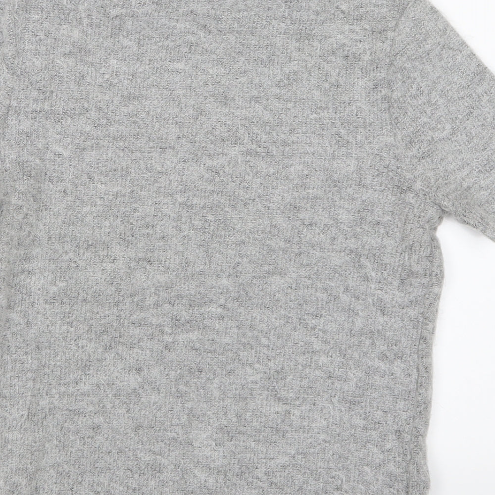 Brand and care label for River Island women’s grey basic t-shirt, size UK 8
