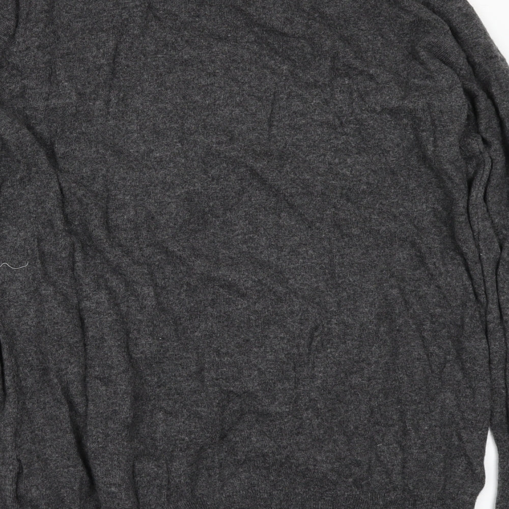 Brand and care label for H&M women’s grey cardigan jumper, size S