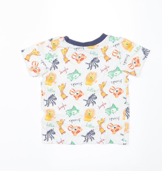 George Boys White Geometric Basic T-Shirt Size 6-9 Months - ANIMALS