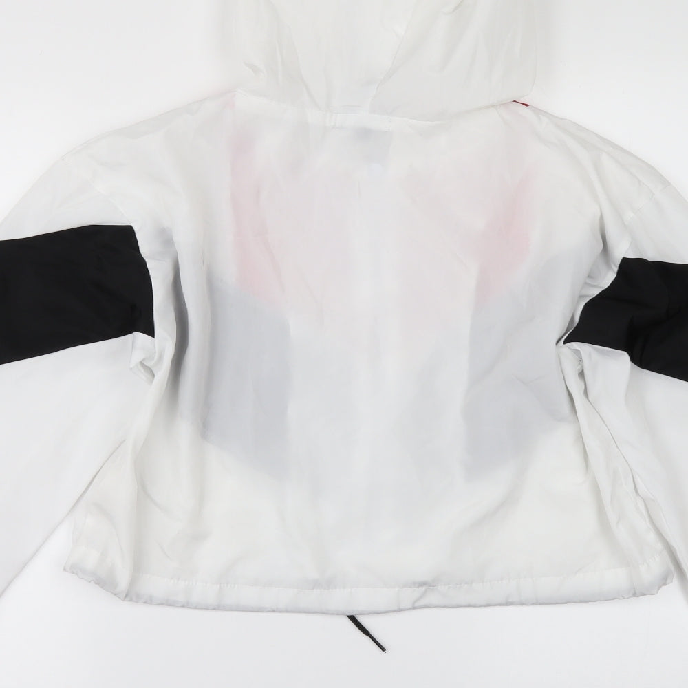 Brand and care label for Rising women’s white jacket, size L