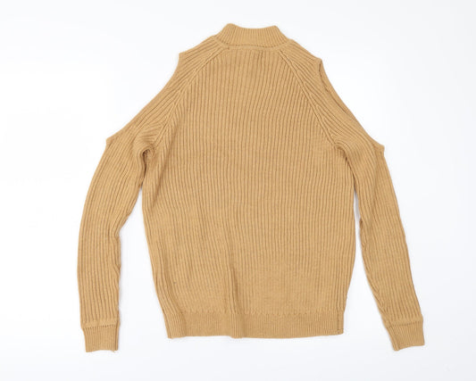 H&M Womens Beige Pullover Jumper Size XS - COLD SHOULDER