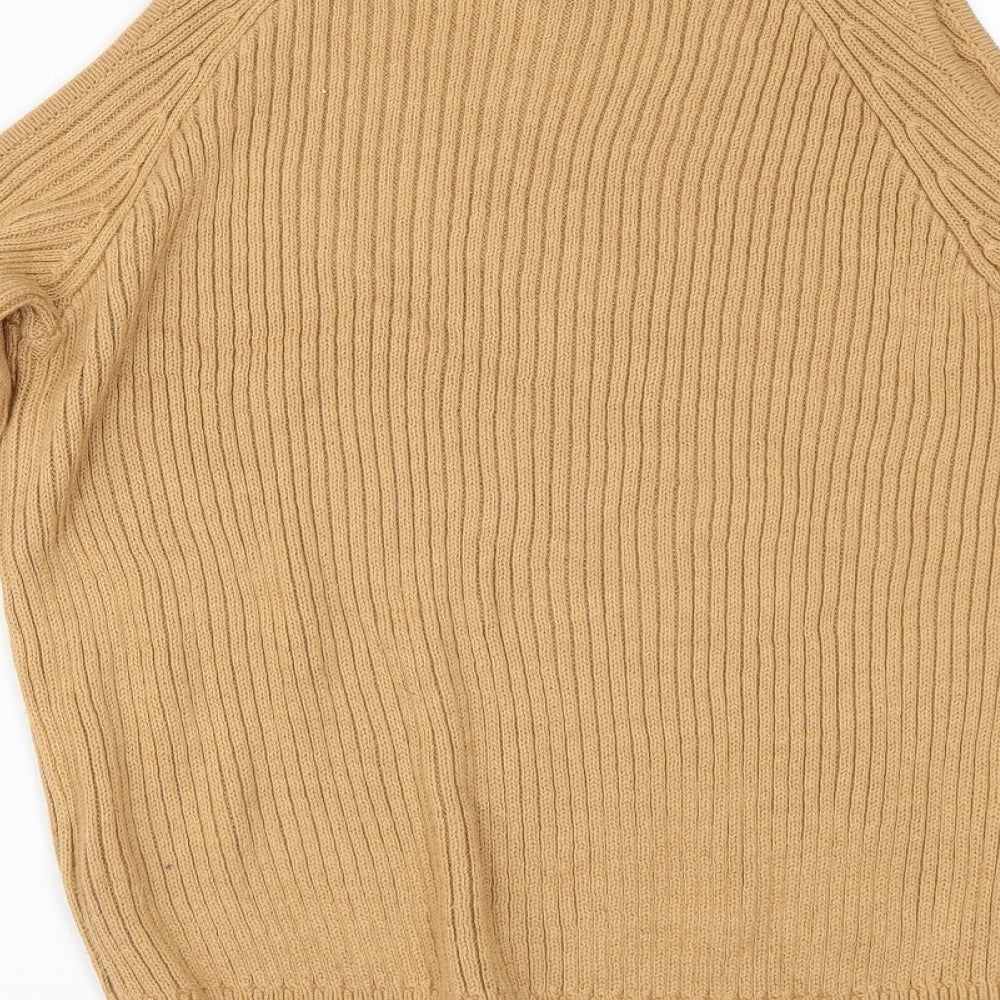 Brand and care label for H&M women’s beige jumper, size XS, - cold shoulder