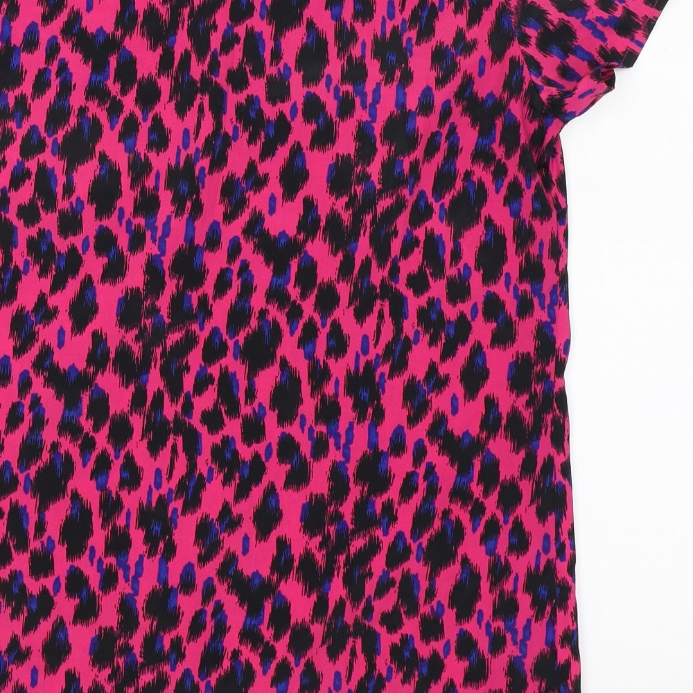Brand and care label for Joanna Hope women’s pink animal print tunic t-shirt, size UK 12