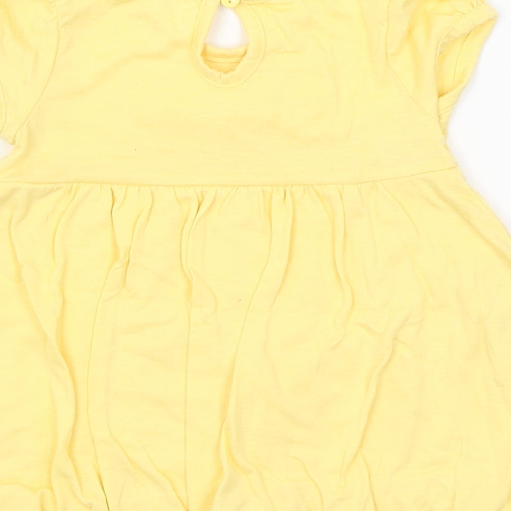 Brand and care label for George Baby Yellow Fit & Flare, size 3-6, Months