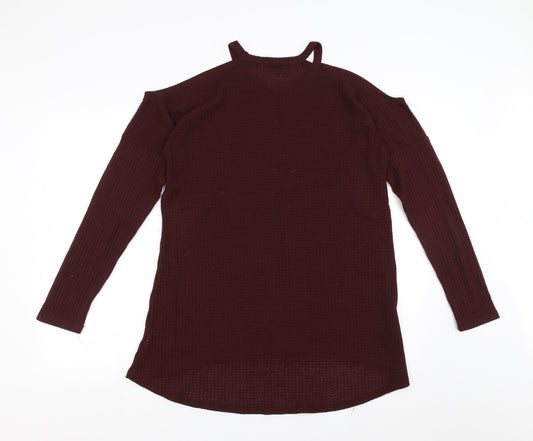 bonicaro Womens Purple Pullover Jumper Size L - cold Shoulder