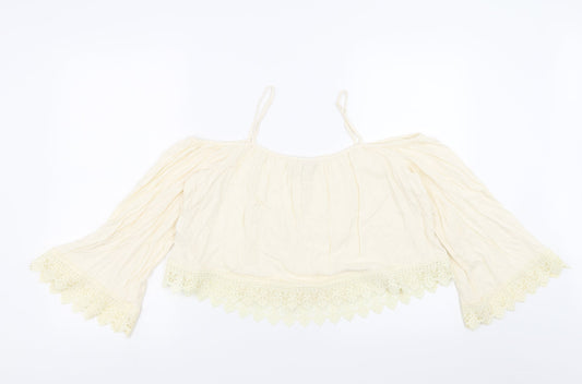 Divided by H&M Womens Ivory Basic Blouse Size 12 - Lace detail