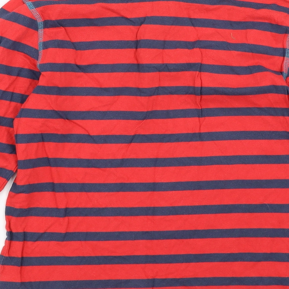 Brand and care label for Next boys’ red striped pyjama top, size 12, years