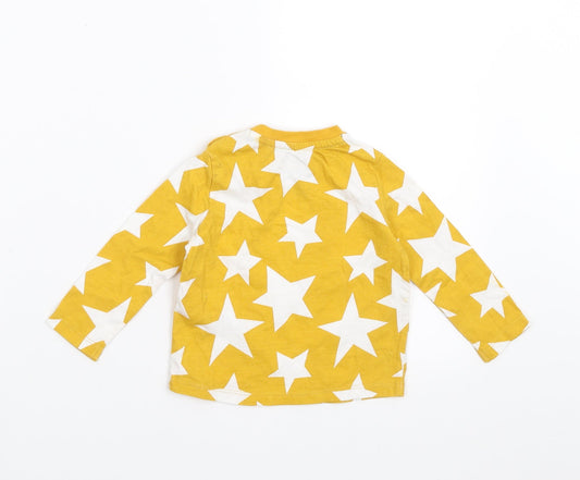 F&F Boys Yellow Geometric Basic T-Shirt Size 6-9 Months - Star pattern