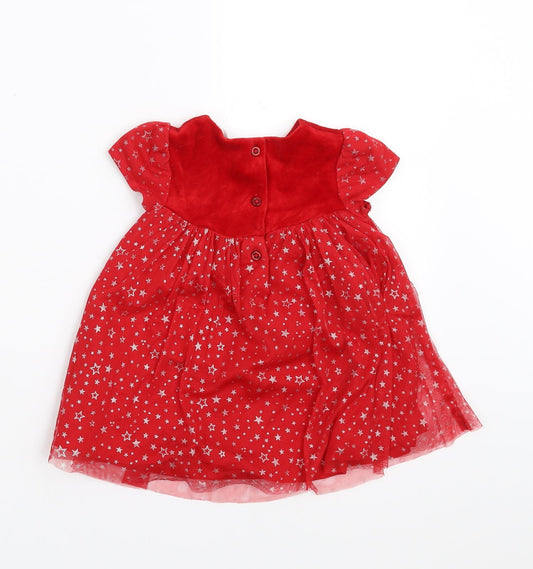 M&Co Girls Red Fit & Flare Size 3-6 Months - Star pattern