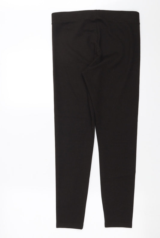 Marks and Spencer Womens Brown Houndstooth Trousers Size 12 L26 in