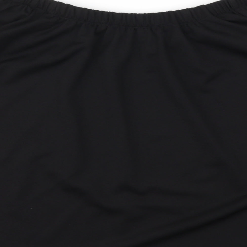 Brand and care label for Preworn women’s black basic t-shirt, size UK 16