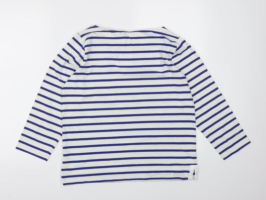 Preworn Womens Blue Striped Basic Polo Size M