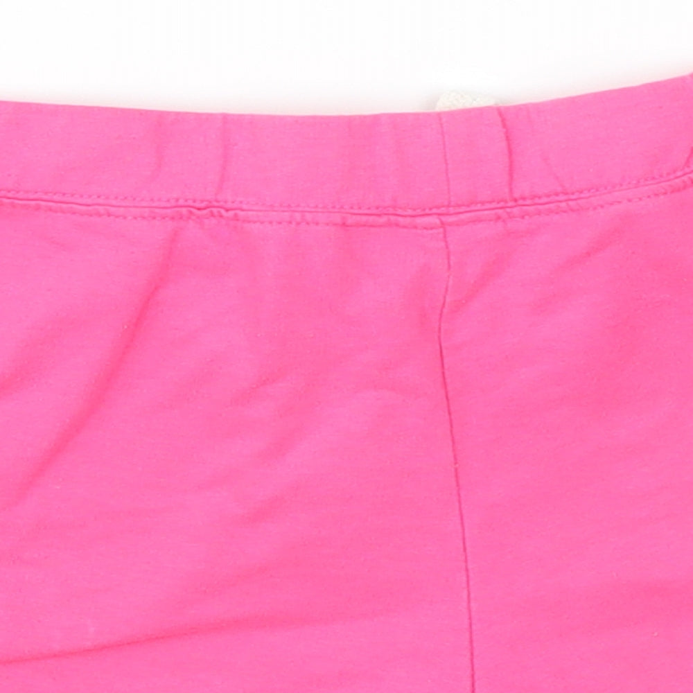 Brand and care label for I love girls’ wear girls pink cut-off shorts, size 9, years