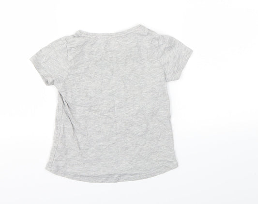 Matalan Girls Grey Animal Print Basic T-Shirt Size 3-6 Months