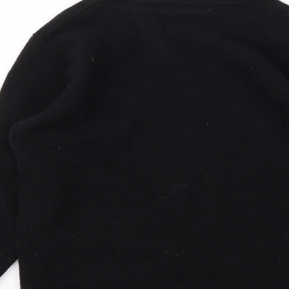 Brand and care label for Next boys’ black pullover sweatshirt, size M