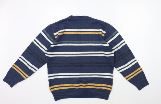 AFM Mens Blue Striped Pullover Jumper Size M