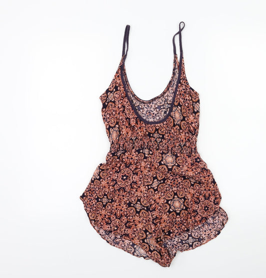 Ecote Womens Red Floral Playsuit One-Piece Size S