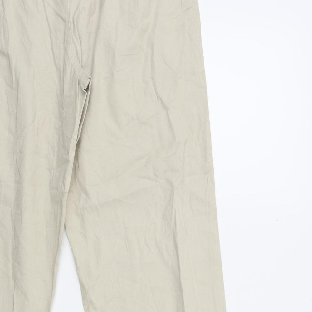 Brand and care label for women’s beige straight jeans, size UK 26, in, 30-inch leg