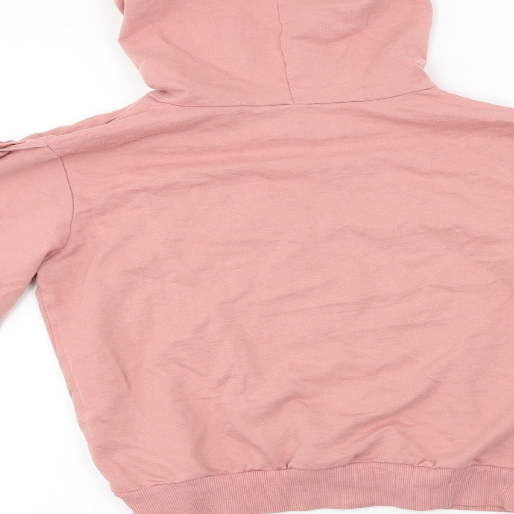 Brand and care label for Select women’s pink pullover hoodie, size S