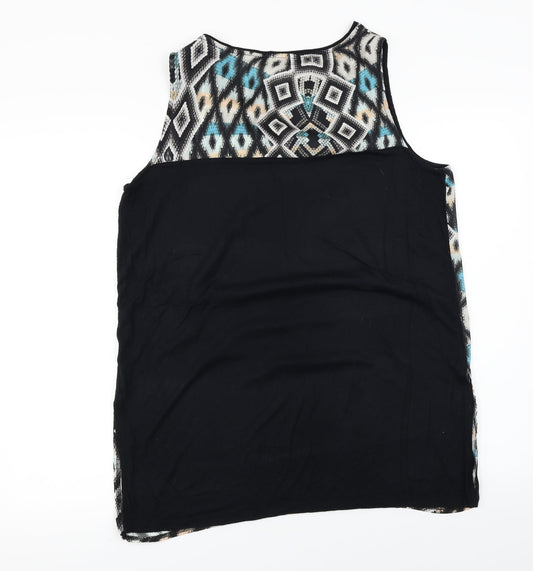 Warehouse Womens Black Herringbone Basic Blouse Size 16