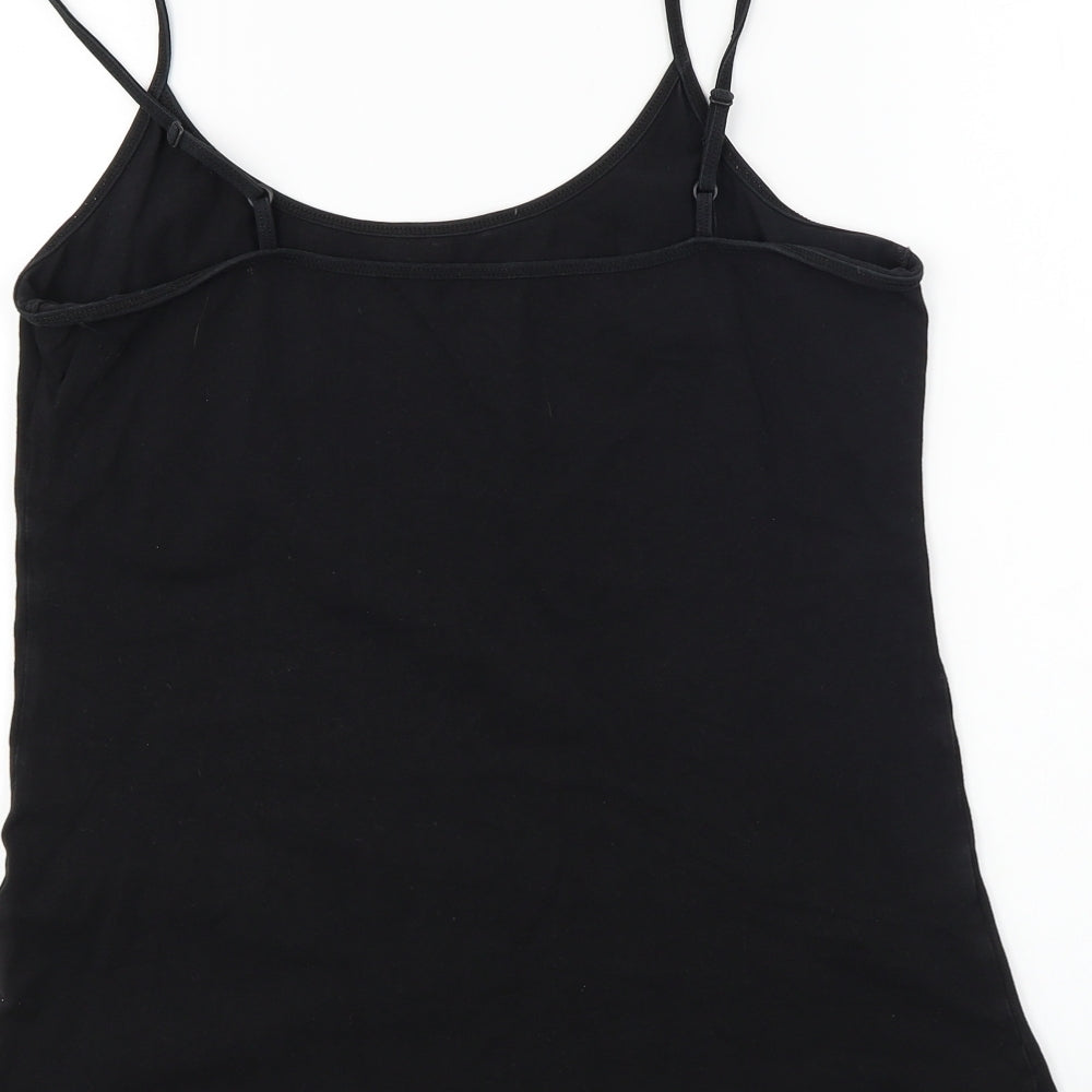 Brand and care label for Papaya women’s black basic t-shirt, size UK 16