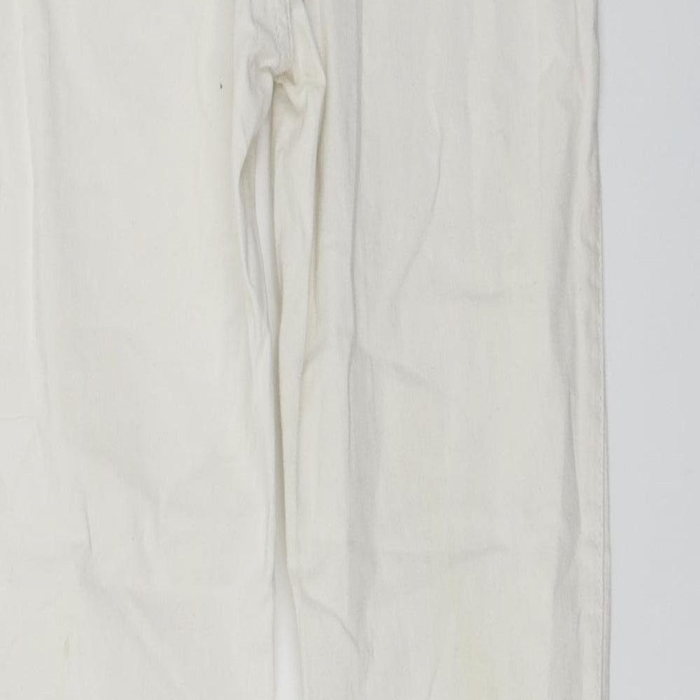 Brand and care label for Select women’s white skinny jeans, size UK 8, 27-inch leg