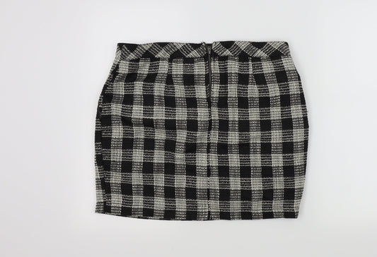 Gina Womens Black Check A-Line Skirt Size 24 in