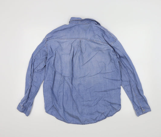 Denim Womens Blue Basic Button-Up Size 8