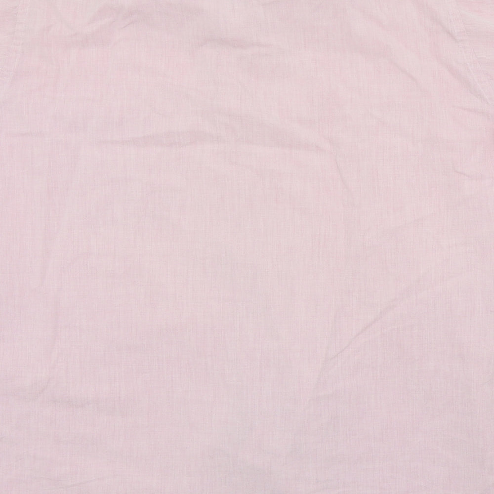 Brand and care label for jonelle men’s pink colourblock button-up, size M